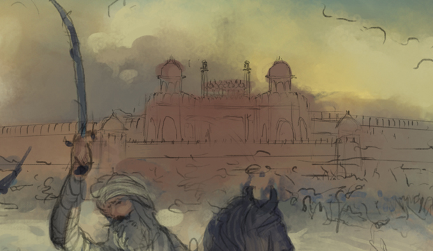 Bhai Baghel Singh ji, Delhi, Red Fort, Capturing, Khalsa, Singh, Sikh Art, Punjab Art, Indian Art, Military Art