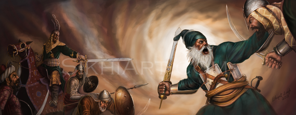 Baba Deep Singh, Baba Deeep Singh ji Shaheed Defends Harmandir Sahib, Golden Temple, Amritsar, Sikhi Art Punjab Paintings, Sikh Warriors, Bhagat Singh Bedi, Art of Sikhism