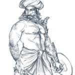 Indian Warrior, drawing, sketching, drawing tutorial, sword, shield, turban, muscular