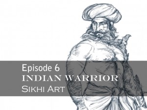 Indian warrior, drawing tutorial, sword, shield, turban, muscular