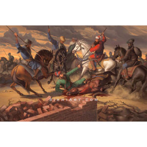 Bricks Only Variant - Banda Singh Bahadur captures Wazir Khan- Sikh Art by artist Bhagat Singh