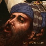 Wounded Guru Gobind Singh, Dashmesh Pita, in Mughal Soldier, Bhai Kanhaiya, Bhai Ghanaiya, Sikh, Bhagat Singh, Sikhi Art, Sikh Art, Punjab Art, Battle of Anandpur Sahib