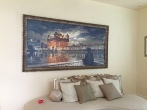 Golden Temple at Night, Full Moon, Harmandir Sahib, Darbar Sahib, Amritsar, Punjab, Sikh, Sikhism, Sikh art, sikh paintings, punjab art, artist bhagat singh