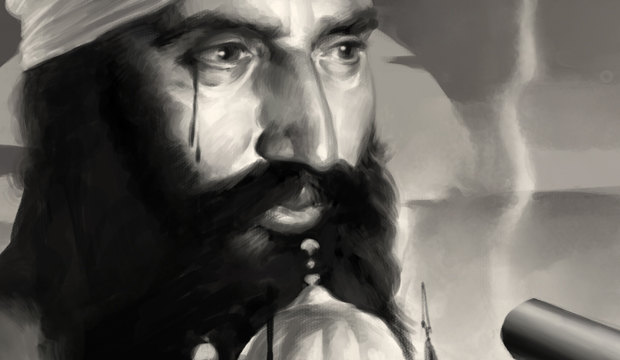 Sant Jarnail Singh ji Bhindranwale - Operation Blue Star - Indian Army Tanks - Akal Takhat by Bhagat Singh Bedi of Sikhi Art