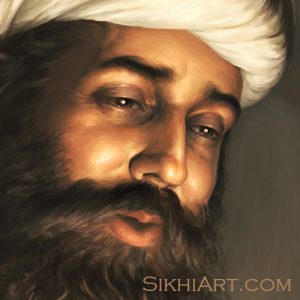 Pita Kalu ji Holding Baby Nanak, Mehta Kalu ji looks at Baby Guru Nanak Dev ji, Bhagat Singh, Sikhi Art