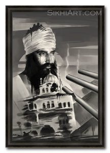 Sant Jarnail Singh ji Bhindranwale - Operation Blue Star - Indian Army Tanks - Akal Takhat by Bhagat Singh Bedi of Sikhi Art