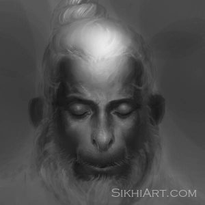 Hanuman ji Meditating, Monkey God, hanuman Langur, Hindu Gods, Sikhi, Art, Punjab, Drawings, Sketches, Bhagat Singh Bedi