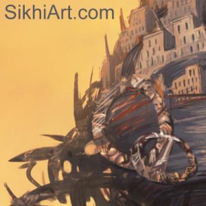 Turban Fort, Akali Warrior Monk, Nihang, Warrior, Sikh Awarrior, Turban, Dastaar Boonga, Khalsa, Sikh Art