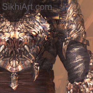 Char Aina Armour, Akali Warrior Monk, Nihang, Warrior, Sikh Awarrior, Turban, Dastaar Boonga, Khalsa, Sikh Art