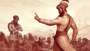 Guru Gobind Singh ji, Vaisakhi, 1699, Khalsa, Anandpur Sahib Punjab Painting by Artist Bhagat Singh Sikhi Art