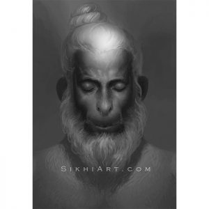 Hanuman ji meditates on Shri Ram ji