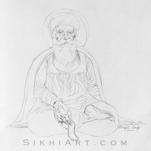 Adi Guru in Meditation, Guru Nanak Dev ji, Portrait Painting, Meditation, Dhyan, Sikh Art Punjab Painting Bhagat Singh Bedi