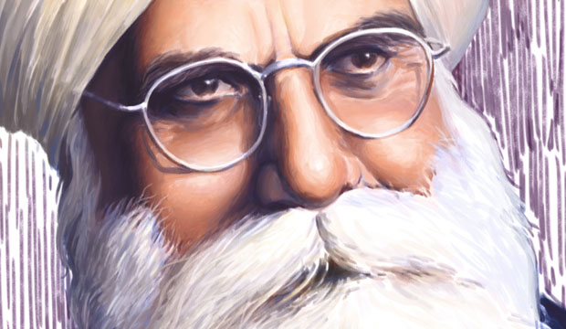 Bhai Vir Singh ji, Saint Poet of Punjab, painted by artist Bhagat Singh Bedi, Sikhi Art, Sikh Art,