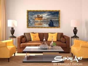 Bhagat Singh, Sikh Artist, Golden Temple Painting, Golden Temple in Moonlight, Harmandir Sahib Art, Harimandir, Hari Mandir, Meditation, Naam Simran, Moon, Baba Attal Rai, Gurudwara, Boonga, Bhagat Singh, Painting, Amritsar, Punjab Art, Sikhi Art, Golden Temple Canvas, Golden Temple Art, Golden Temple Framed Print, Golden Temple of Punjab