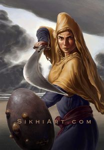 Featured Post Mai Bhago ji, Warrior Women, Sikh Warrior, Sikh Art, Paintings of Punjab, Bhagat Singh Bedi - Sikhi Art