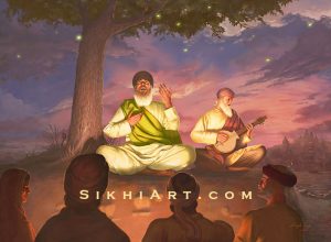 Guru Nanak Dev ji - Shabad Vichar - Bhai Mardana - Haridwar - Sikh Artist Bhagat Singh Bedi - Sikhi Art