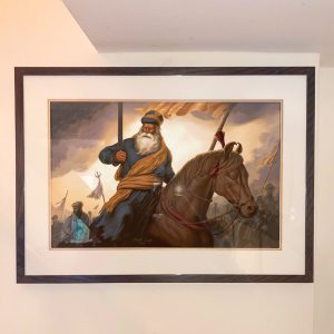 Baba Deep Singh ji - by Sikh Art by Artist Bhagat Singh - Collection of Raja Singh sm
