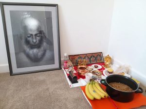 Hanuman ji Meditating on Shri Ram ji - Framed Art Print - by Bhagat Singh of Sikhi Art - Harjas Singh Shinmar Collection