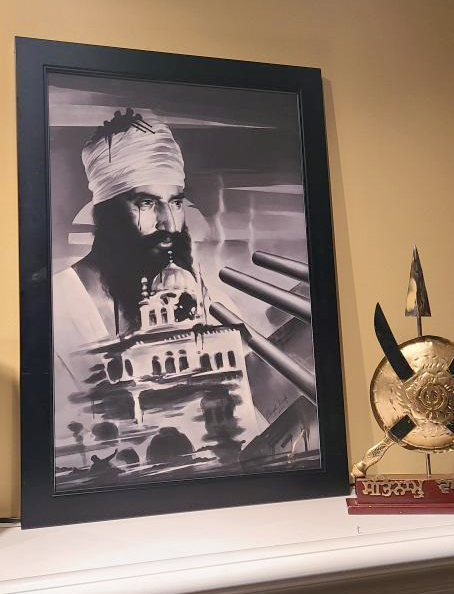 Sant Jarnail Singh ji Bhindranwale, Sikh Framed Prints, black and white portrait of 1984 Punjab, history of Punjab, Golden Temple, Amritsar, AKal Takht, Operation Bluestar